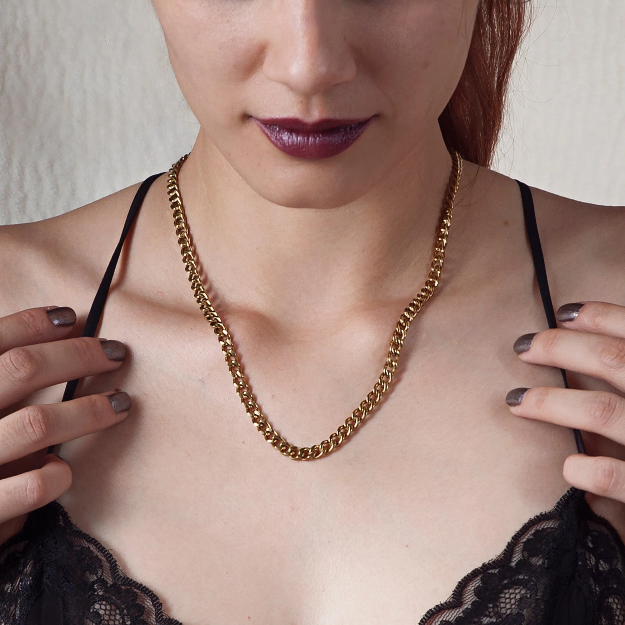 Chain Necklace with Locking Clasp - Titanium - Image 12