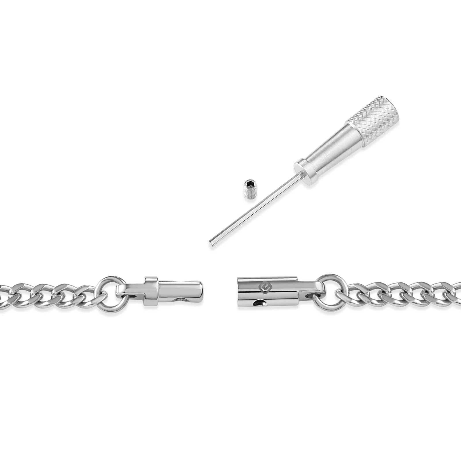 Chain Necklace with Locking Clasp - Titanium - Image 3