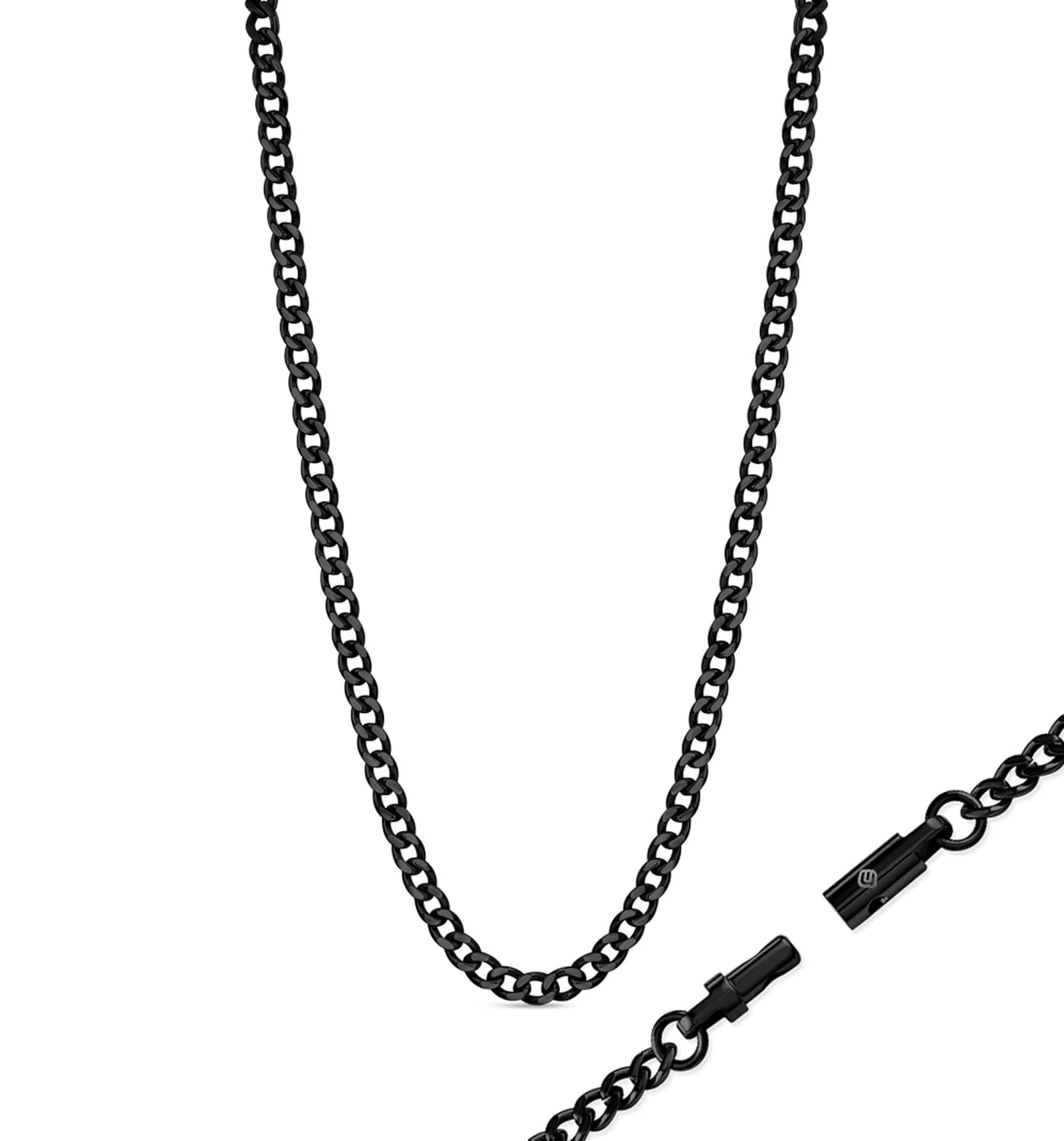Chain Necklace with Locking Clasp - Titanium - Image 5