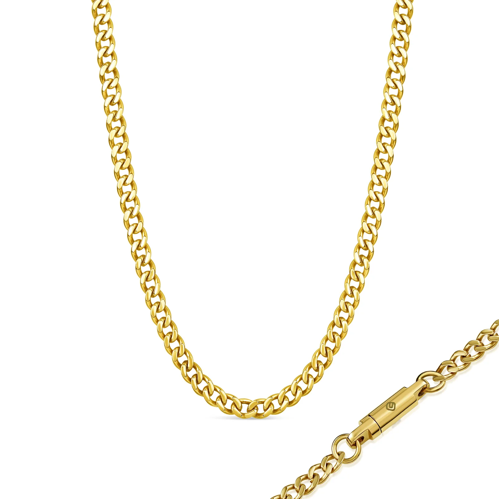 Chain Necklace with Locking Clasp - Titanium - Image 8