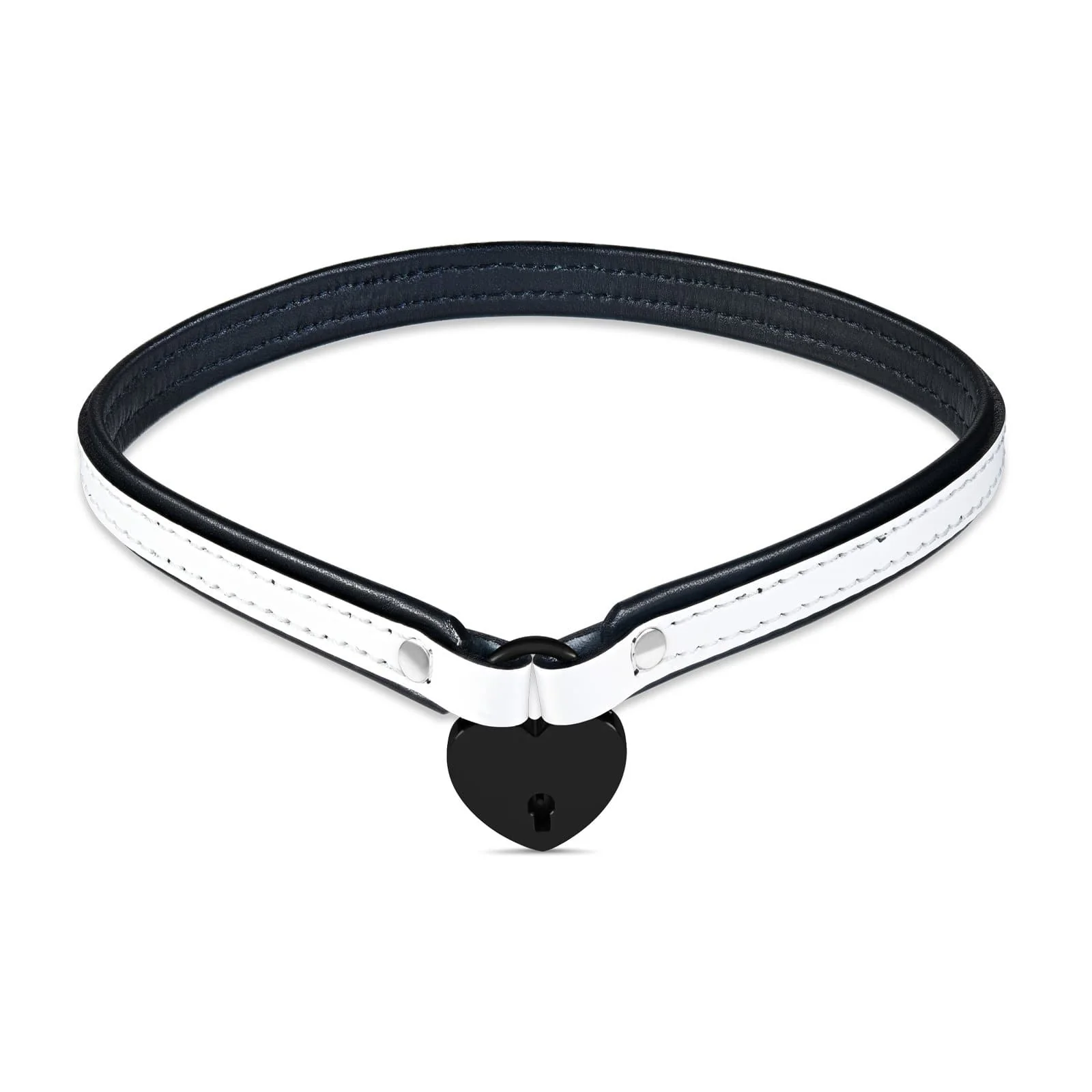 Leather Day Collar with Heart Lock - Image 3