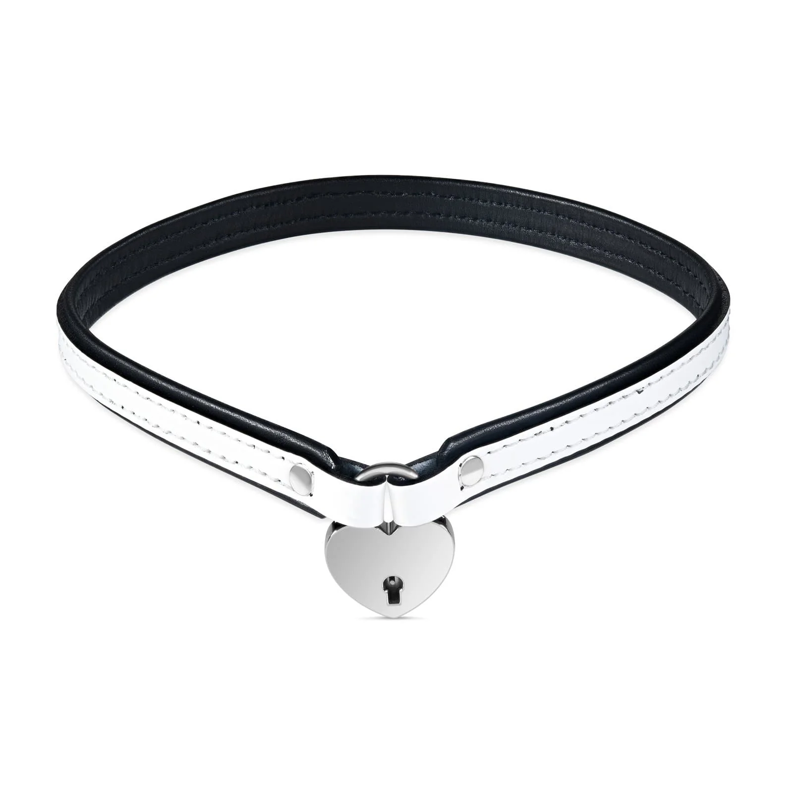 Leather Day Collar with Heart Lock - Image 4