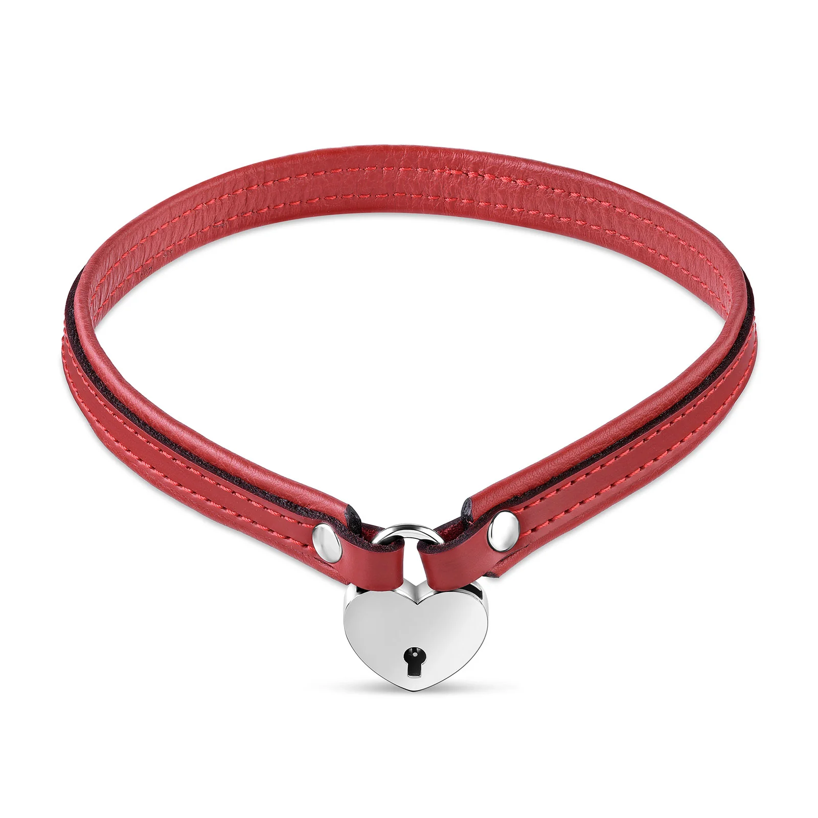 Leather Day Collar with Heart Lock - Image 7