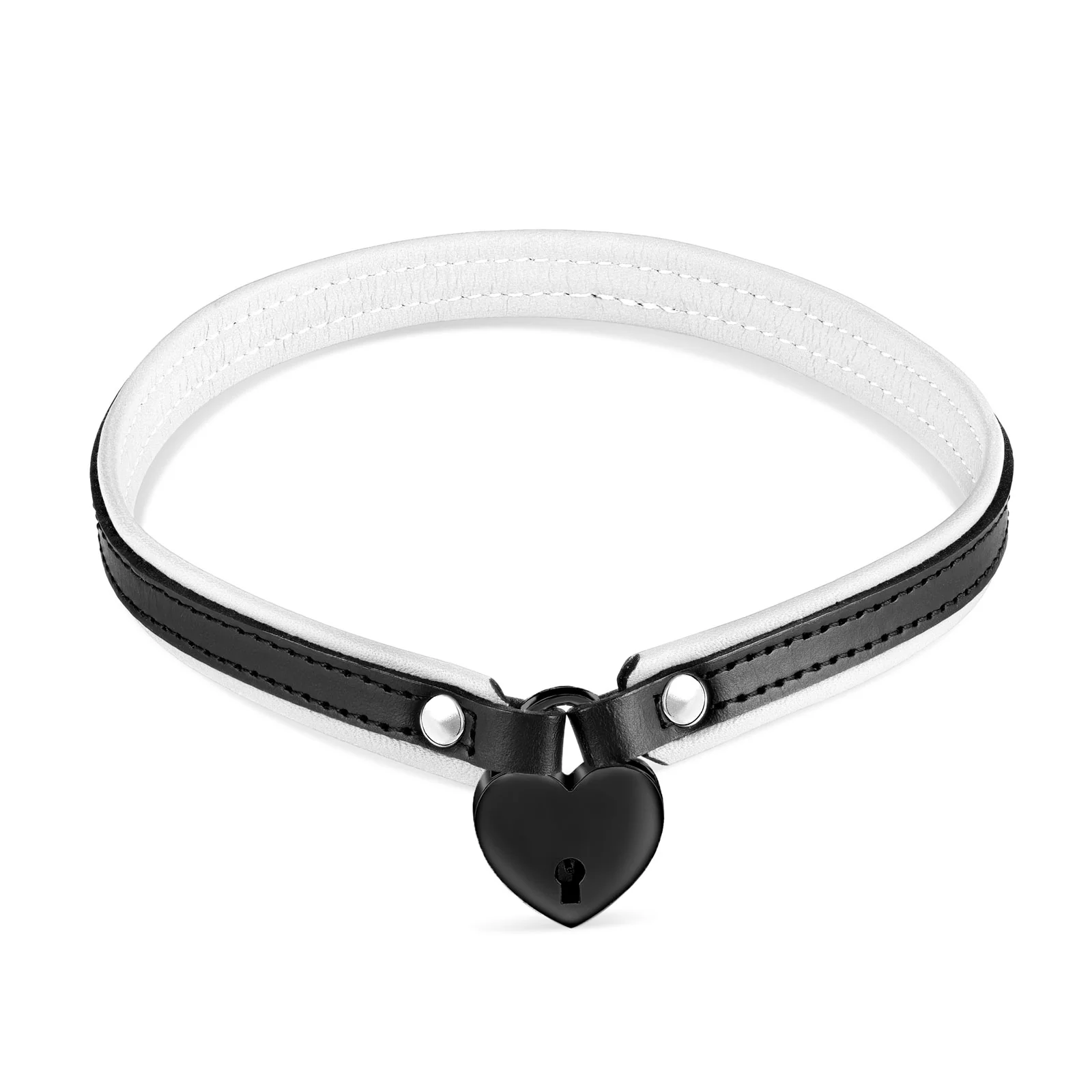 Leather Day Collar with Heart Lock - Image 8