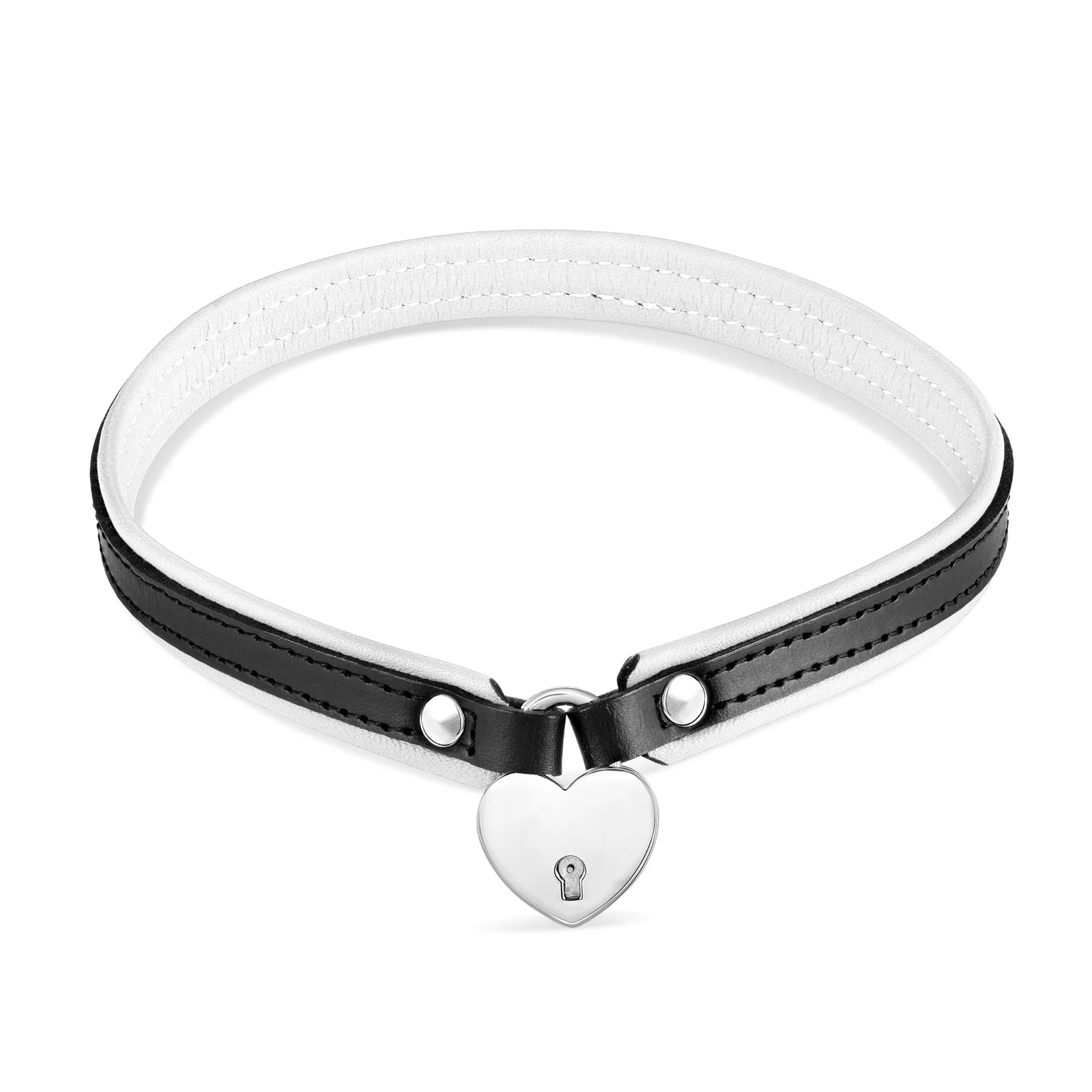 Leather Day Collar with Heart Lock - Image 9