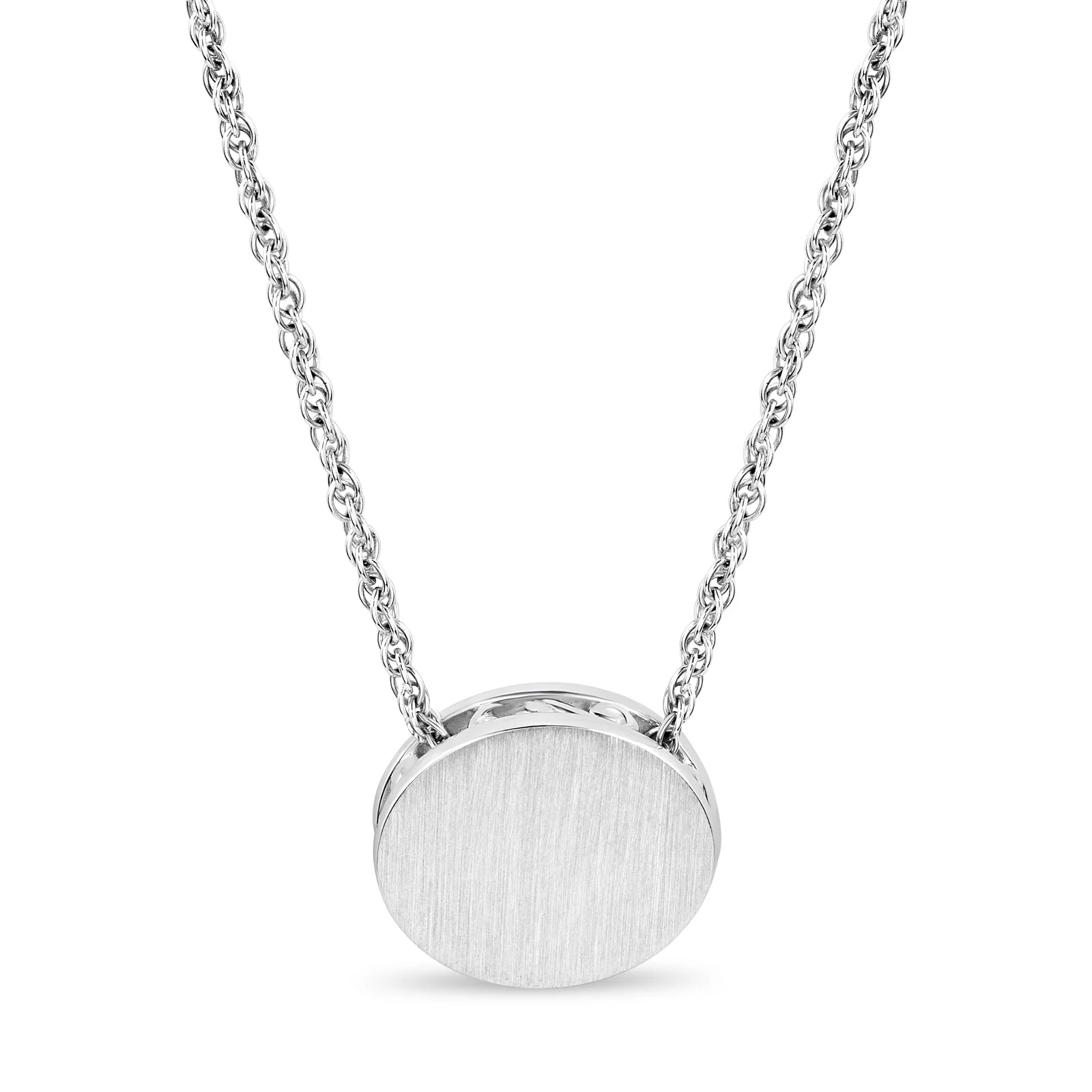 Locking Sterling Silver Fine Rope Chain Necklace w/ Round Filigree Slide Pendant - Image 3