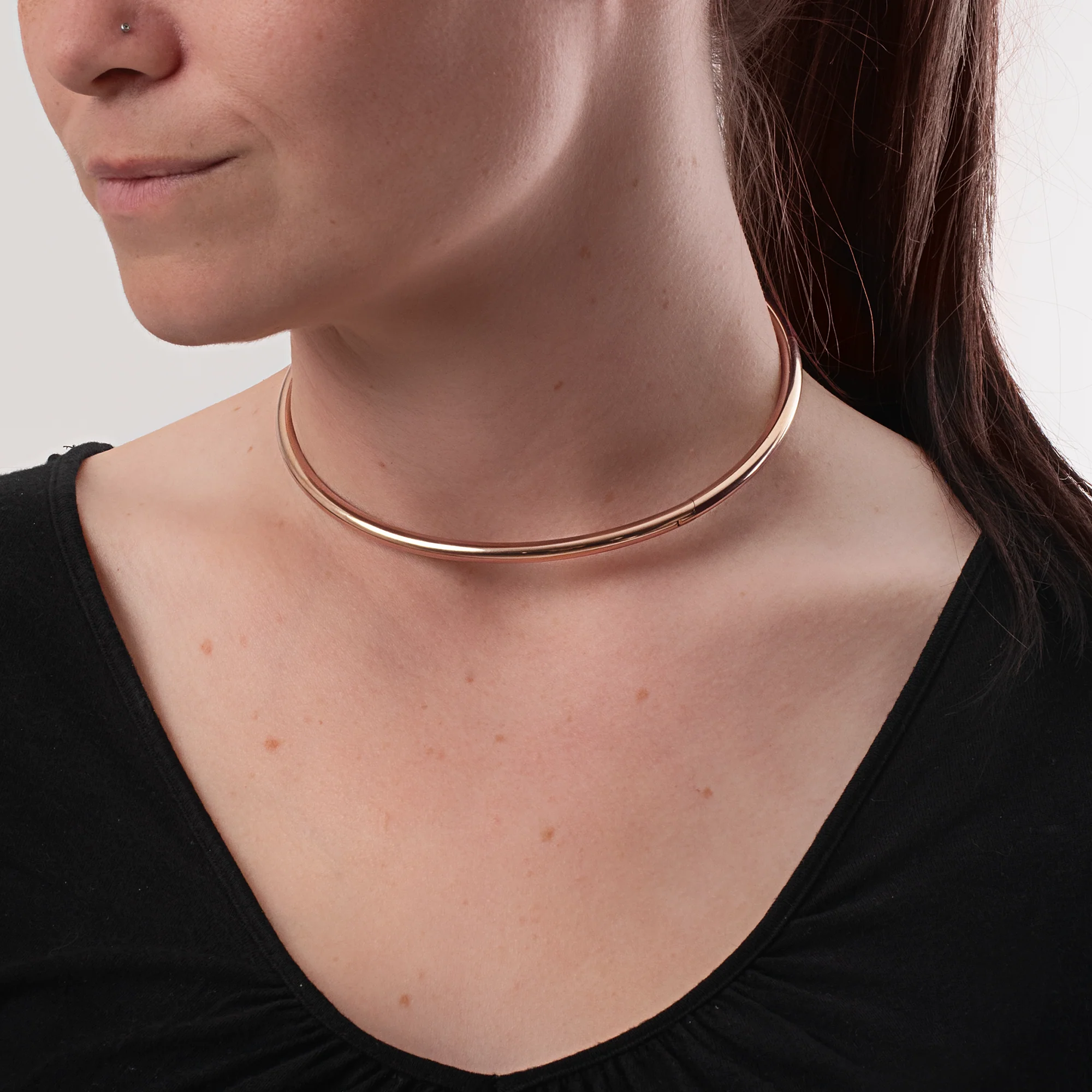Thin Eternity Collar - Titanium - Rose Gold - Image 3