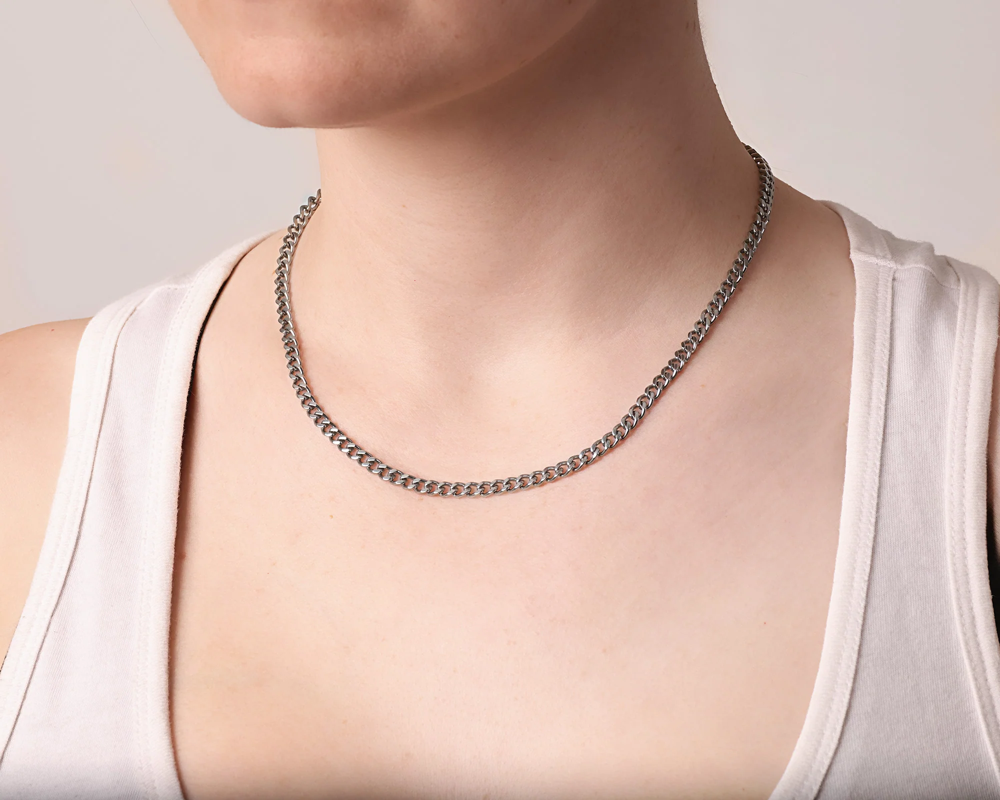 Titanium Chain Necklace with Mini Locking Clasp - Image 4